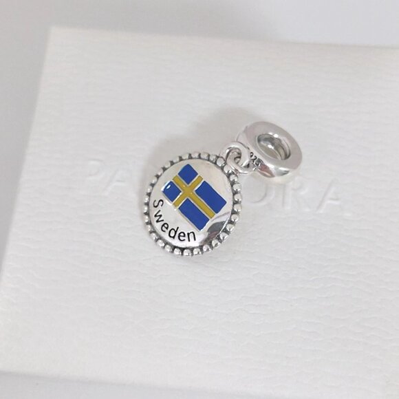 Pandora Sweden Flag Exclusive Dangle Charm S925 Silver with box - Picture 6 of 10